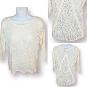 Love And Let Love Slub Lace Back Top Blue Ivory Cream S Junior